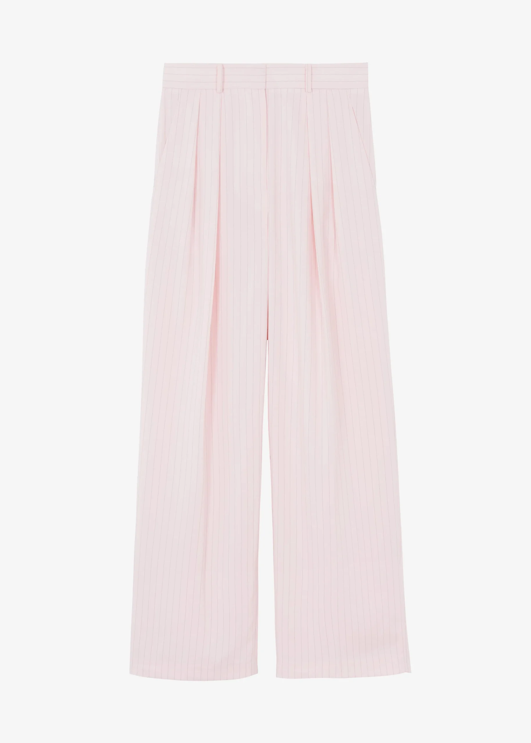 The Frankie Shop Tansy Fluid Pleated Trousers Pink Pinstripe