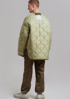 The Frankie Shop Ted Quilted Jacket Moss Green Clearance
