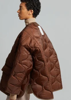The Frankie Shop Teddy Quilted Jacket Chocolate Discount