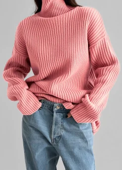 The Frankie Shop Thelma Ribbed Sweater Pink Discount