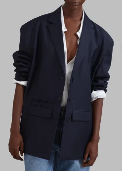 The Frankie Shop Towson Blazer Navy Pinstripe New