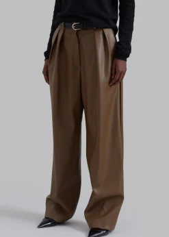 The Frankie Shop Tranton Faux Leather Pants Brown Best