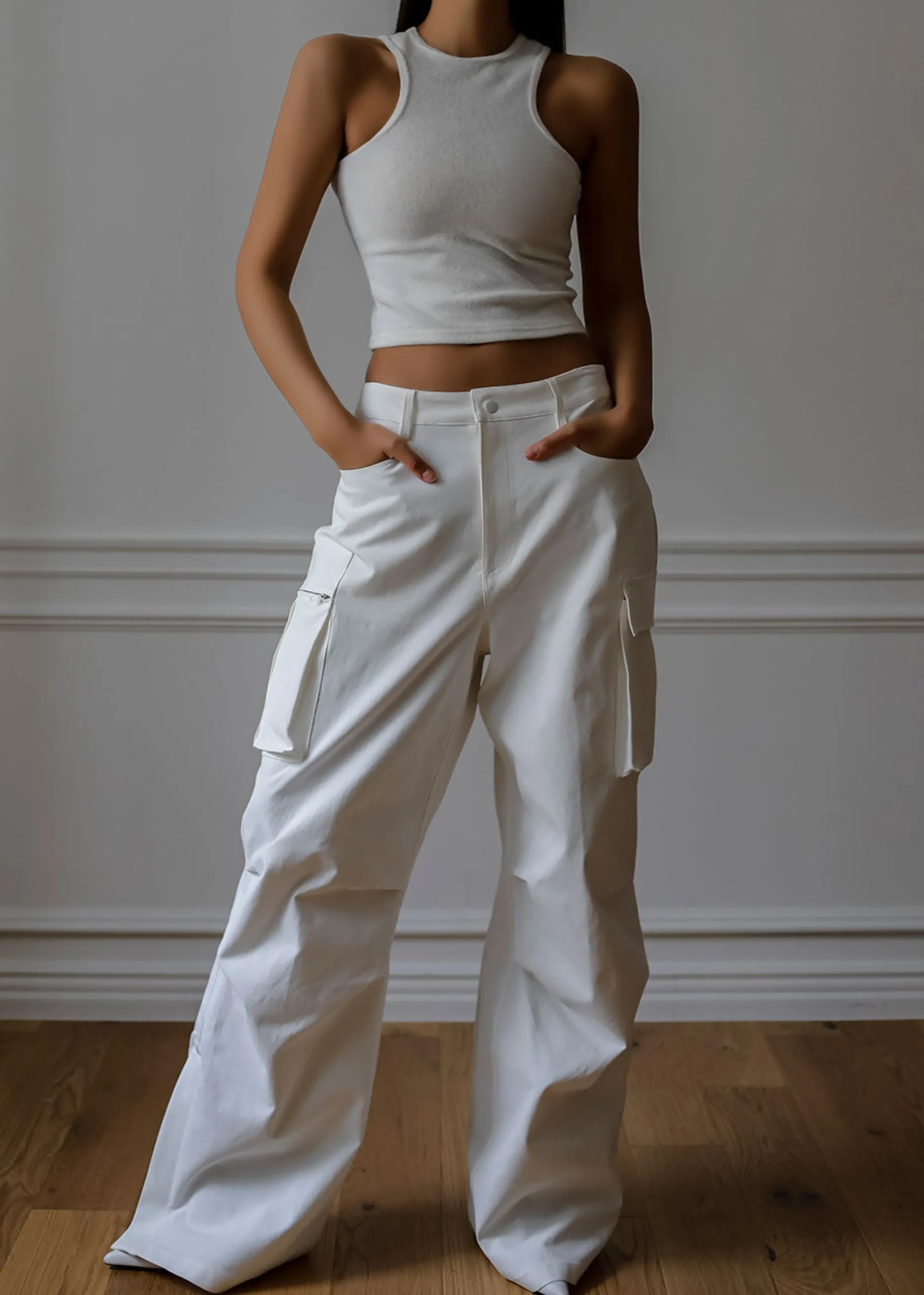 The Frankie Shop Valo Cargo Pants White Hot