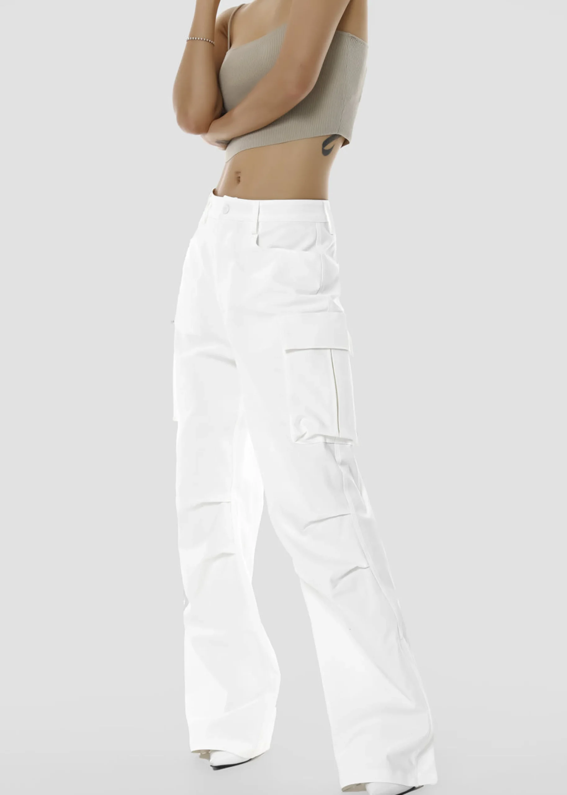 The Frankie Shop Valo Cargo Pants White Hot