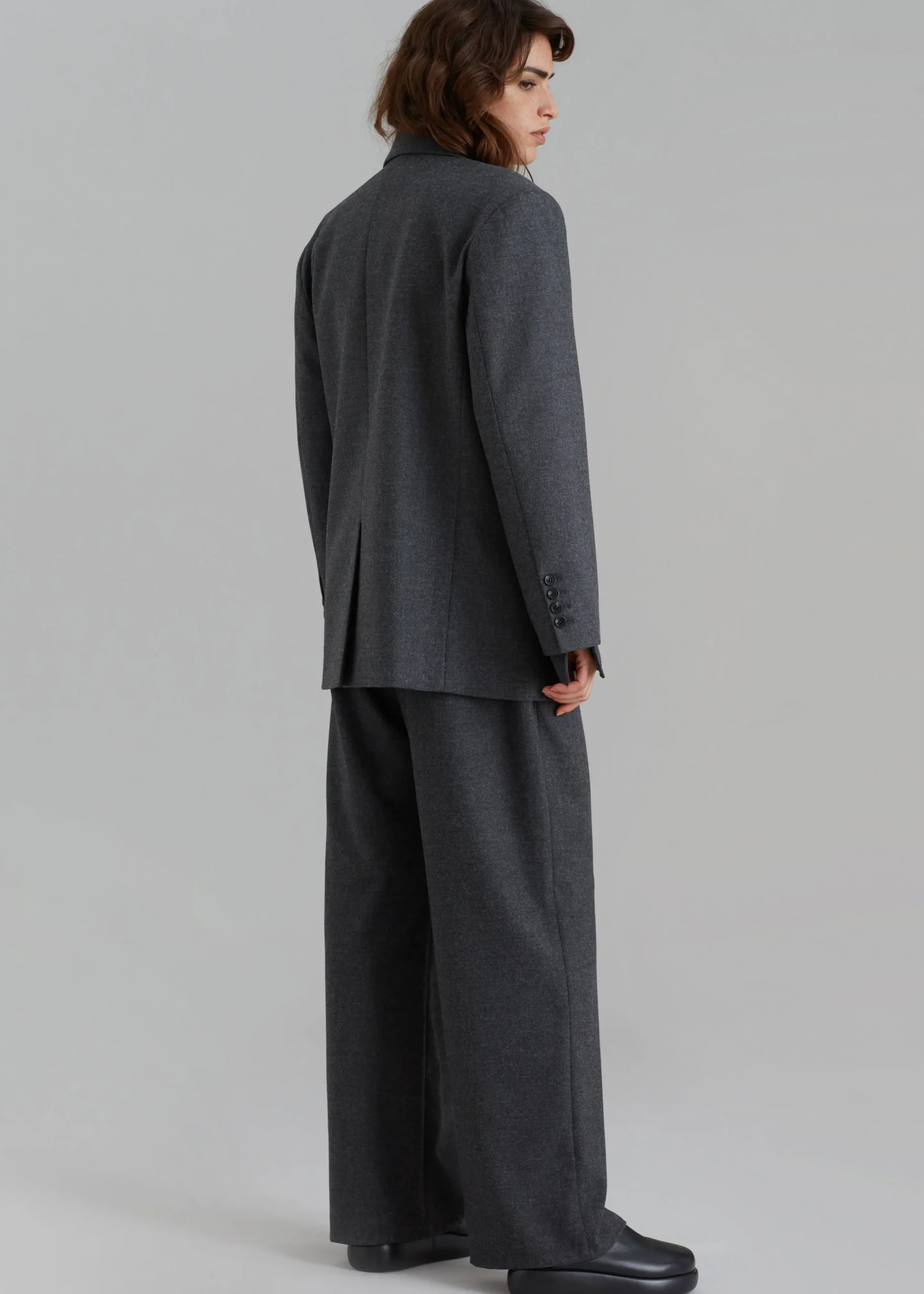 The Frankie Shop Vance Double Breasted Blazer Charcoal Sale