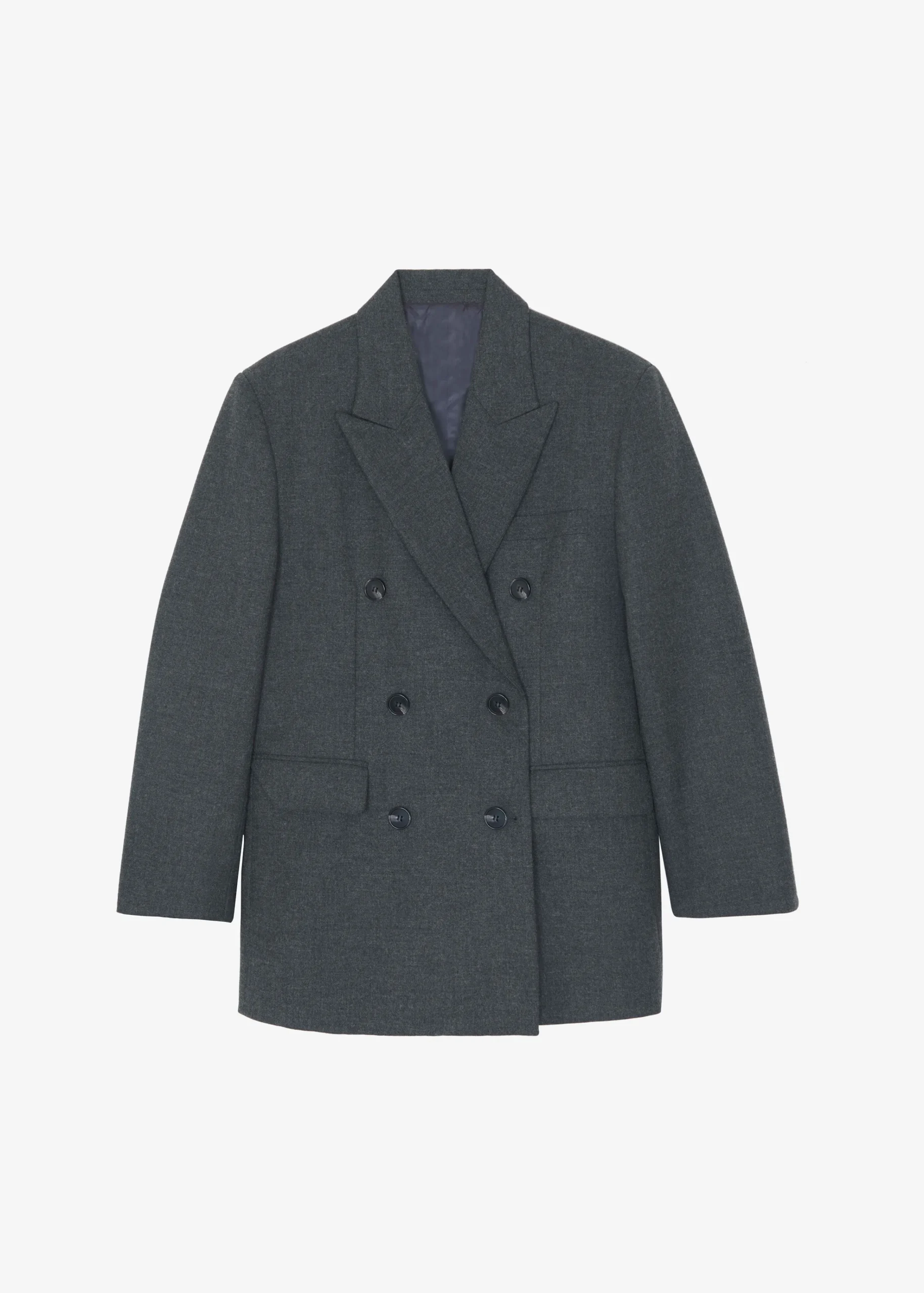 The Frankie Shop Vance Double Breasted Blazer Charcoal Sale