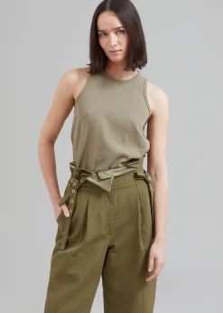 The Frankie Shop 3.1 Phillip Lim Cotton Linen Paperbag Pant Olive