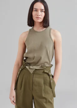 The Frankie Shop 3.1 Phillip Lim Cotton Linen Paperbag Pant Olive