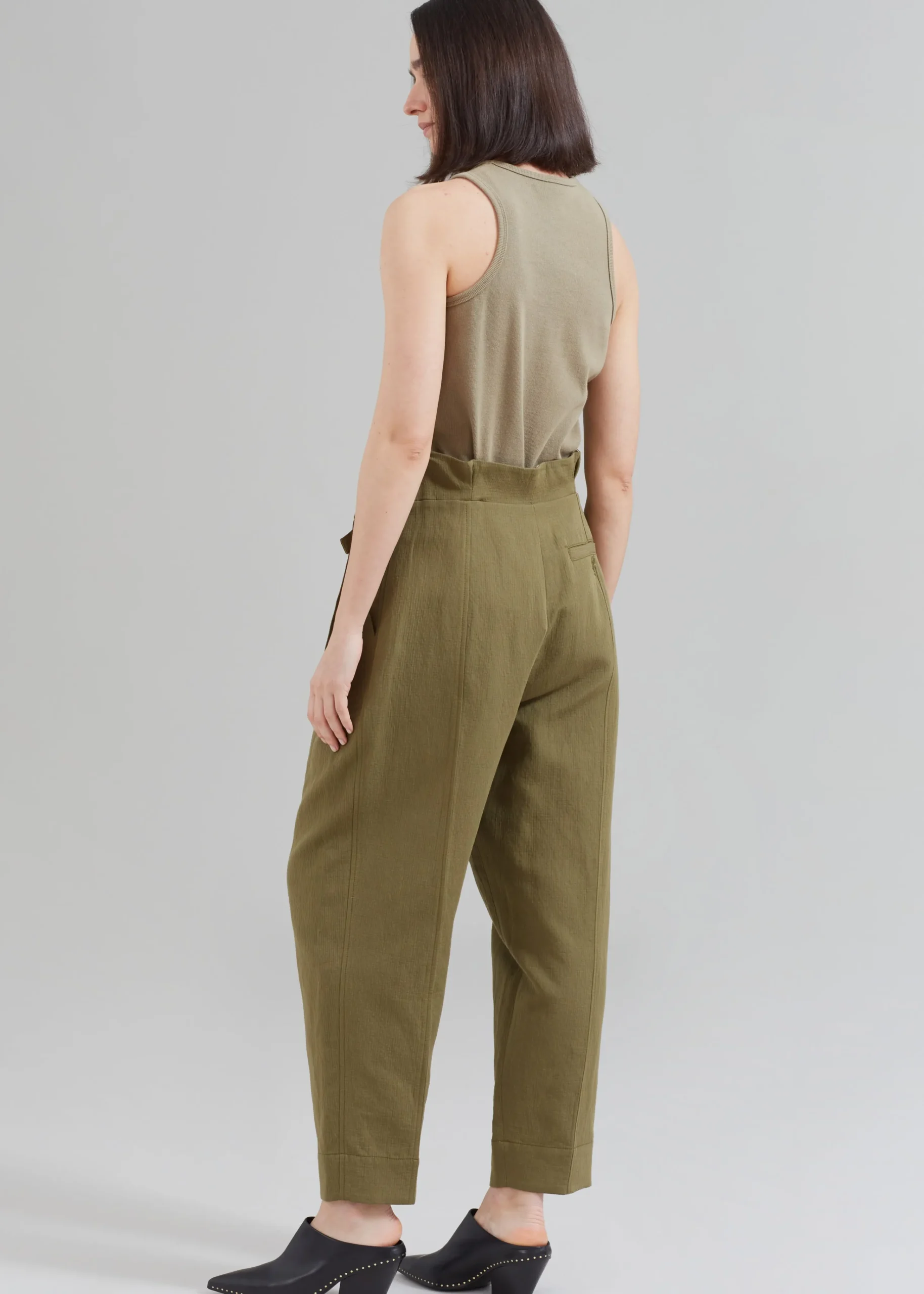 The Frankie Shop 3.1 Phillip Lim Cotton Linen Paperbag Pant Olive