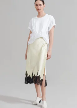 The Frankie Shop 3.1 Phillip Lim Draped T-Shirt Slip Combo Dress White-Butter Multi Hot