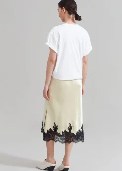 The Frankie Shop 3.1 Phillip Lim Draped T-Shirt Slip Combo Dress White-Butter Multi Hot