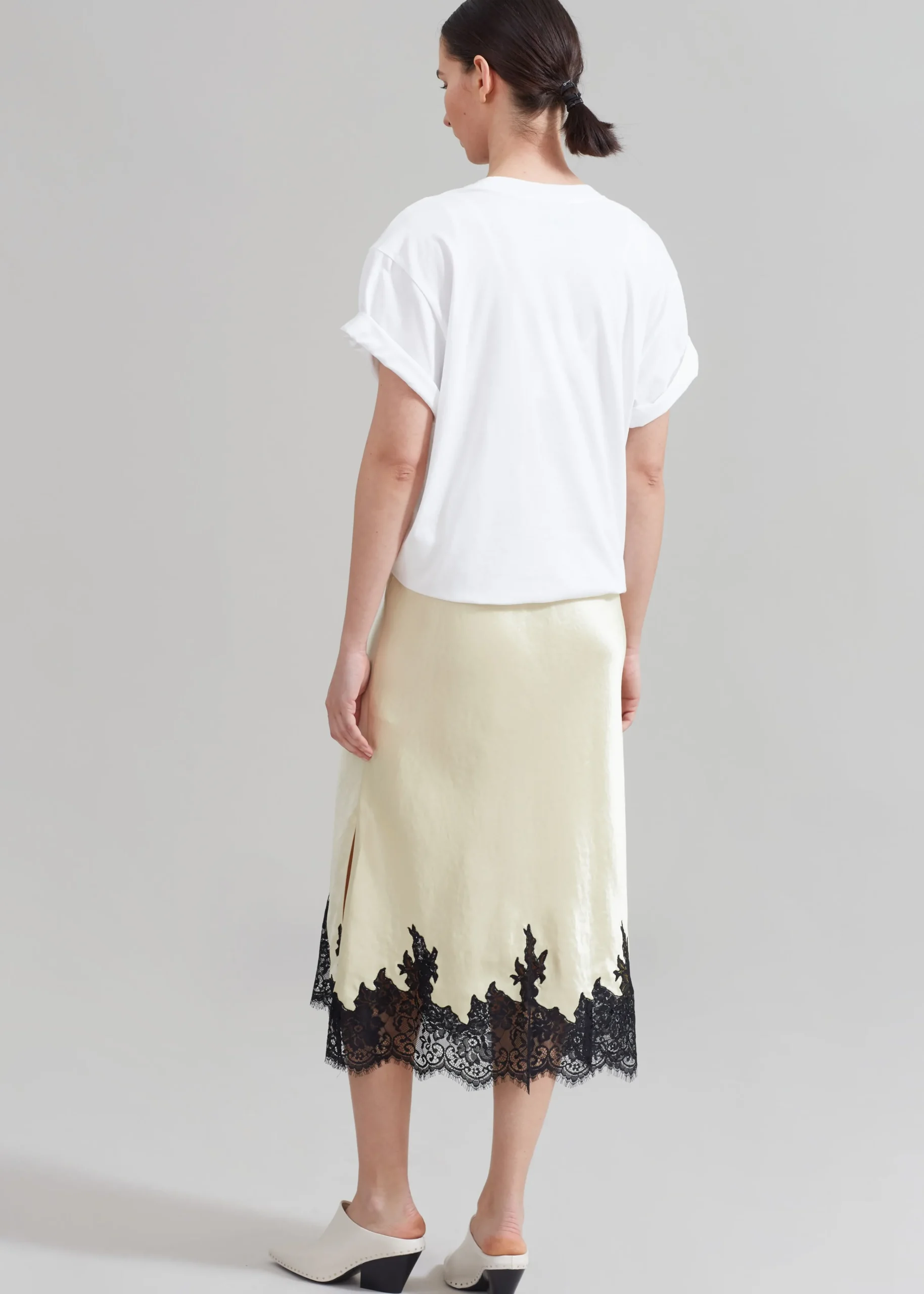 The Frankie Shop 3.1 Phillip Lim Draped T-Shirt Slip Combo Dress White-Butter Multi Hot
