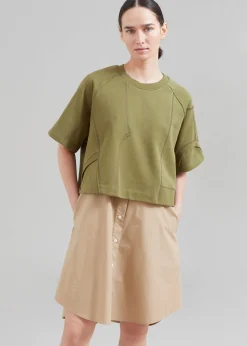 The Frankie Shop 3.1 Phillip Lim Patched Sweatshirt Combo Dress Olive Multi Outlet