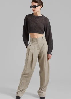 The Frankie Shop Abi Cropped Knit Top Charcoal Outlet
