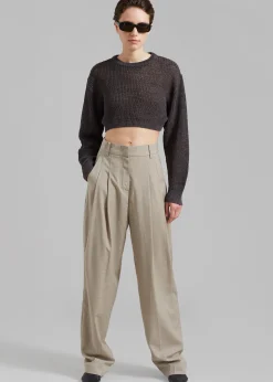 The Frankie Shop Abi Cropped Knit Top Charcoal Outlet