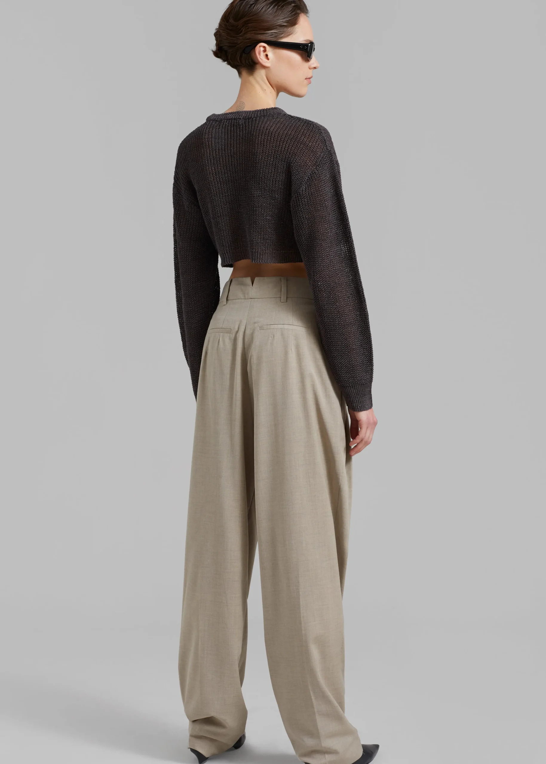 The Frankie Shop Abi Cropped Knit Top Charcoal Outlet
