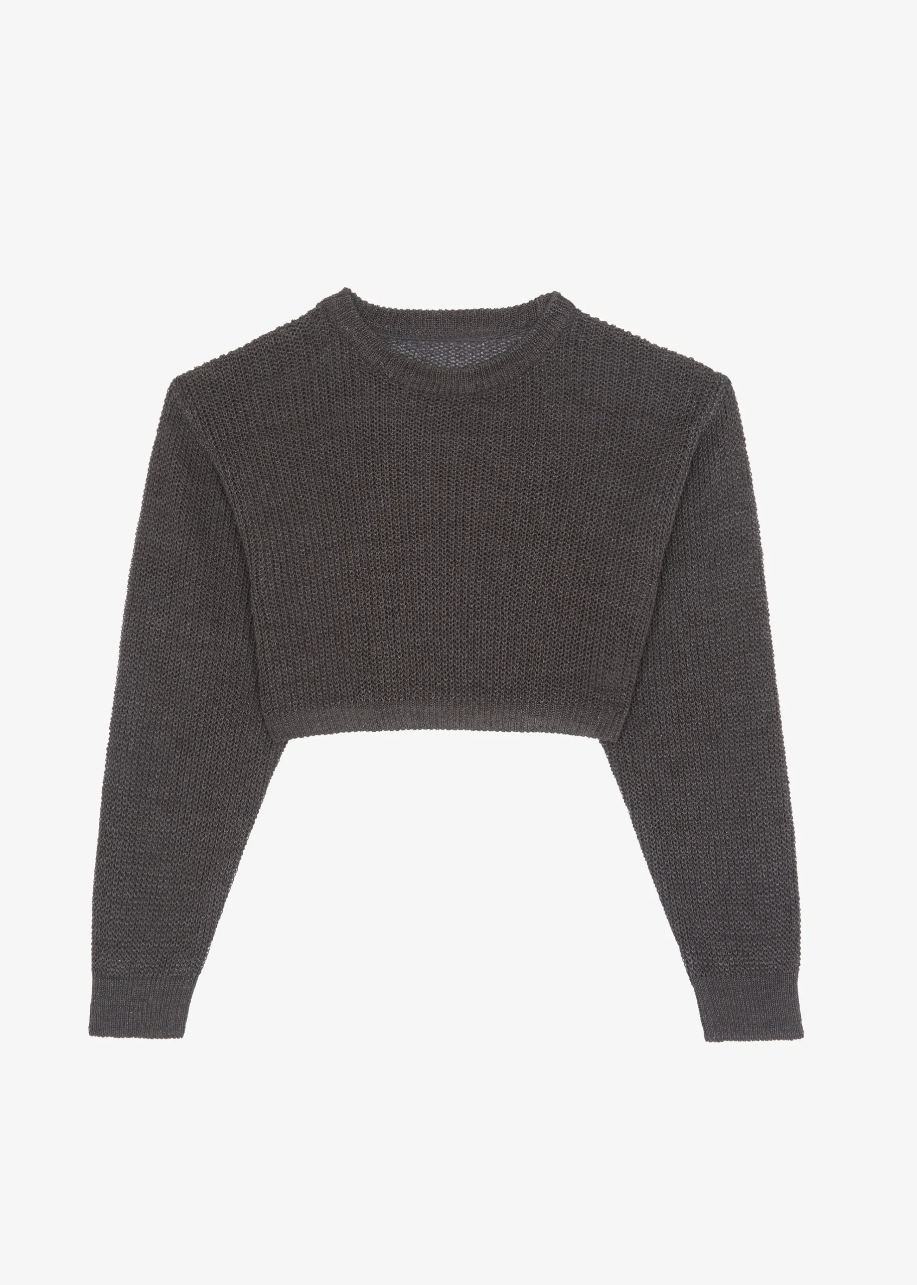 The Frankie Shop Abi Cropped Knit Top Charcoal Outlet