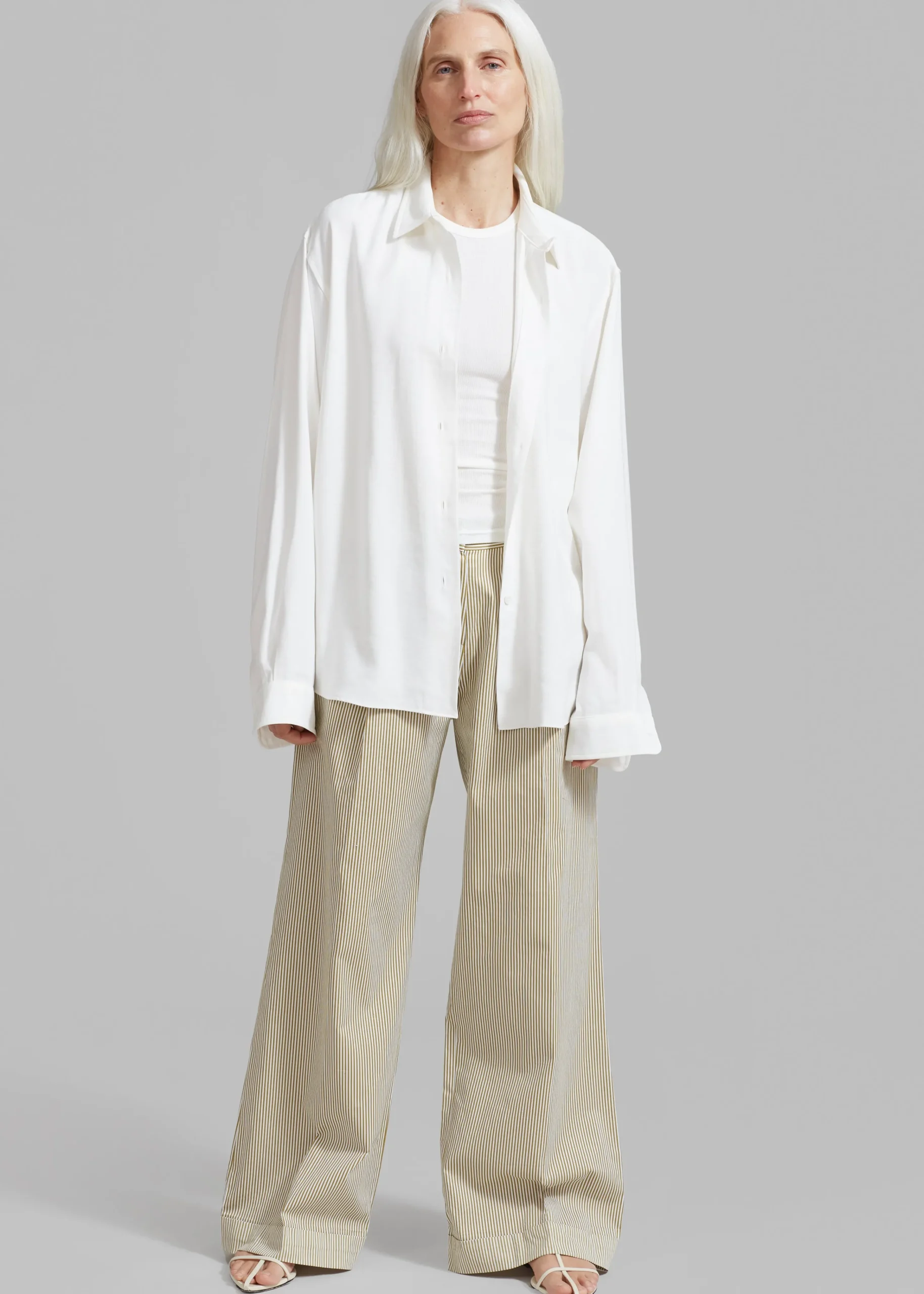 The Frankie Shop Addison Pants Khaki Stripe Online