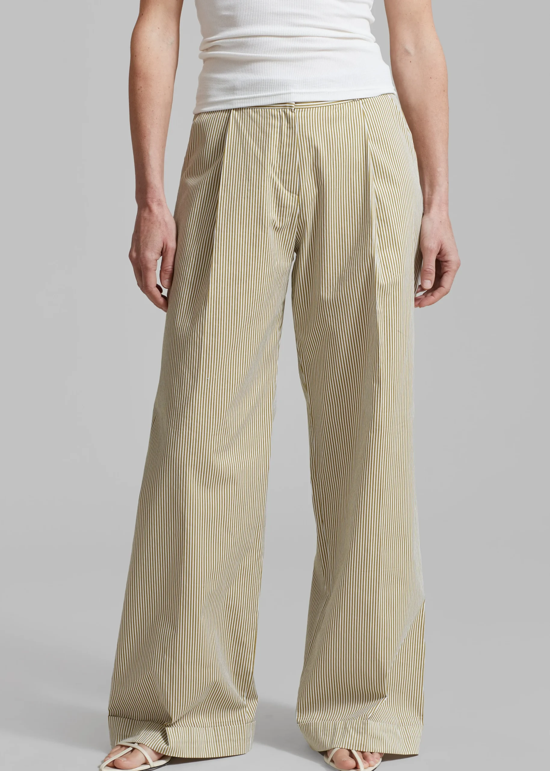 The Frankie Shop Addison Pants Khaki Stripe Online