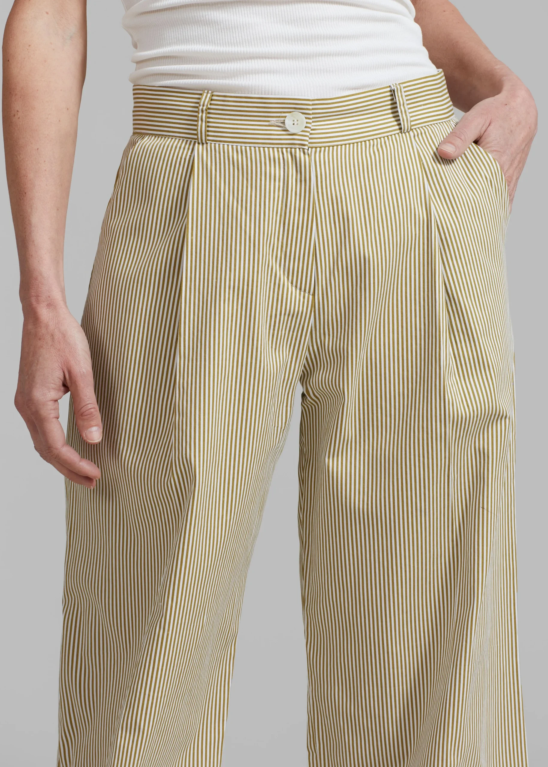The Frankie Shop Addison Pants Khaki Stripe Online