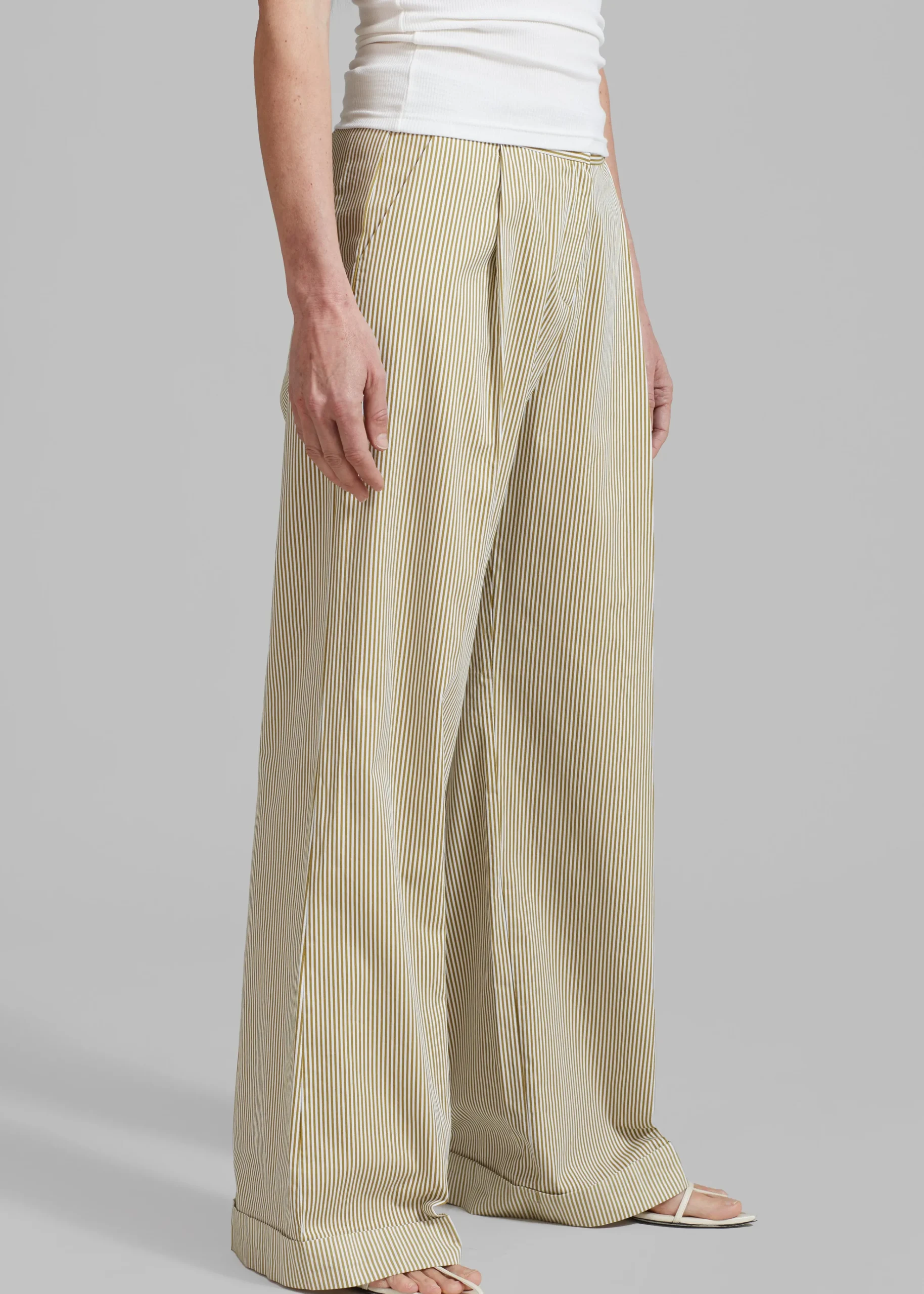The Frankie Shop Addison Pants Khaki Stripe Online