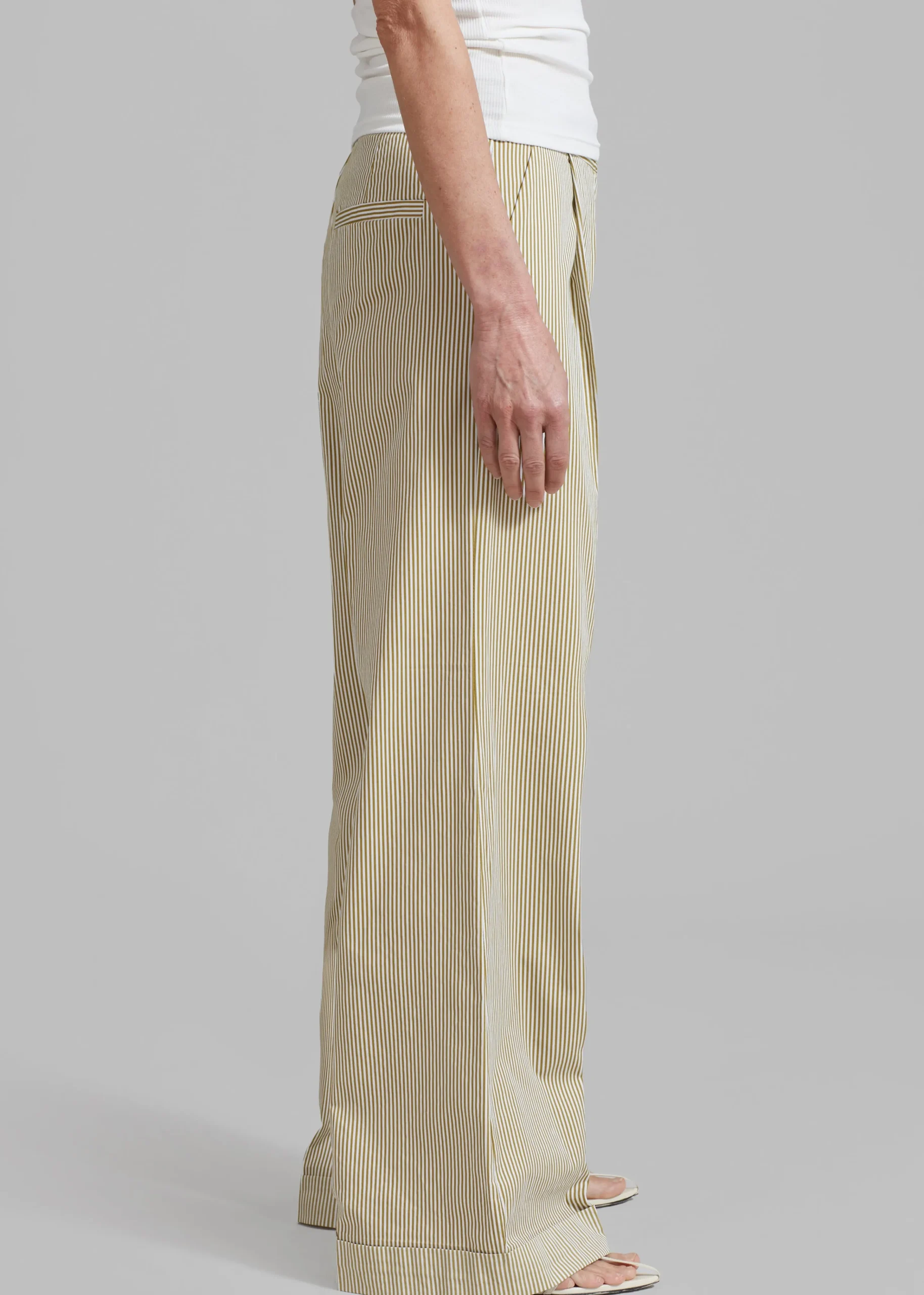 The Frankie Shop Addison Pants Khaki Stripe Online