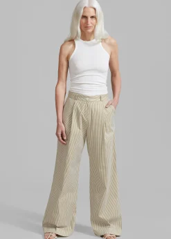The Frankie Shop Addison Pants Khaki Stripe Online