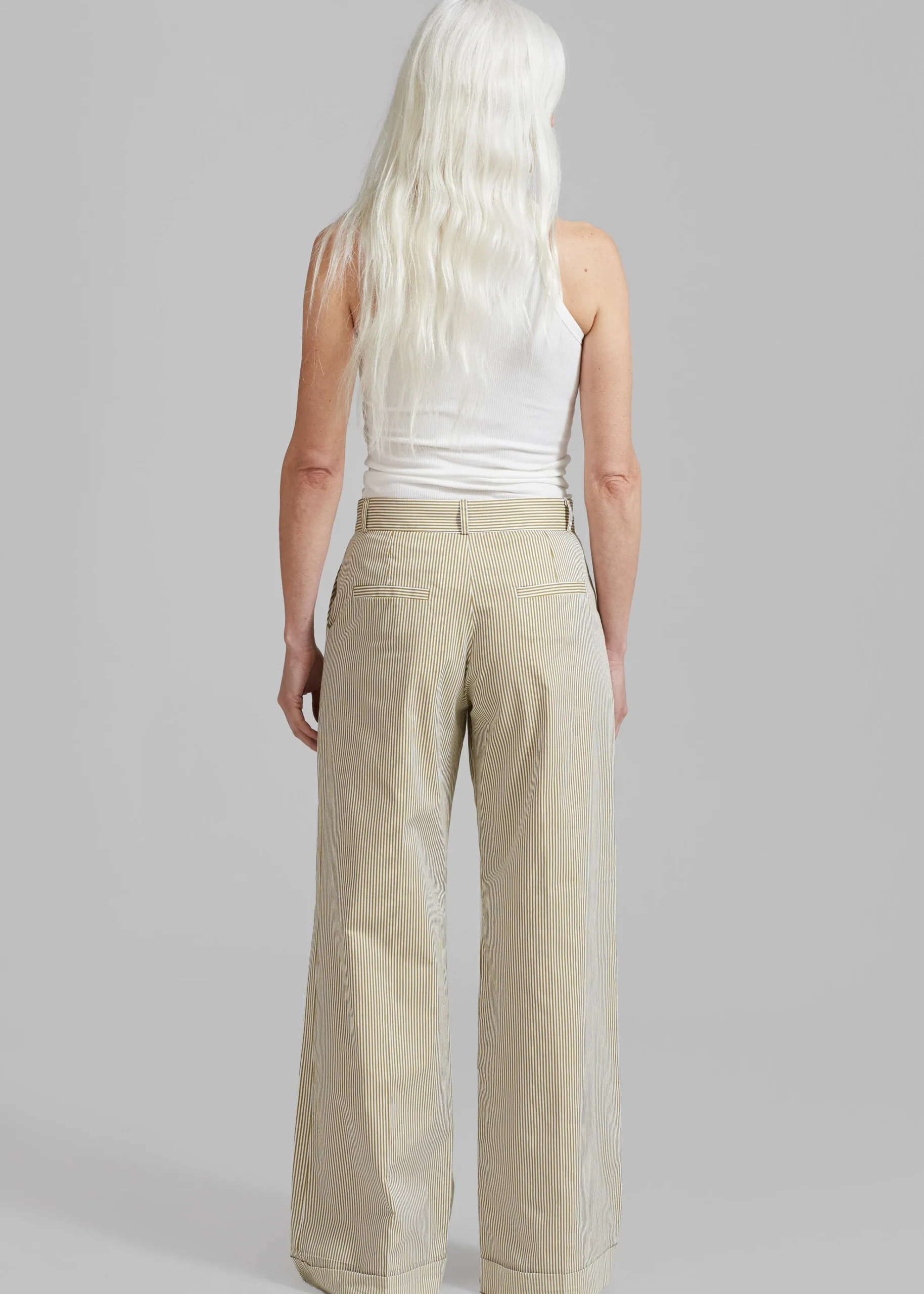 The Frankie Shop Addison Pants Khaki Stripe Online
