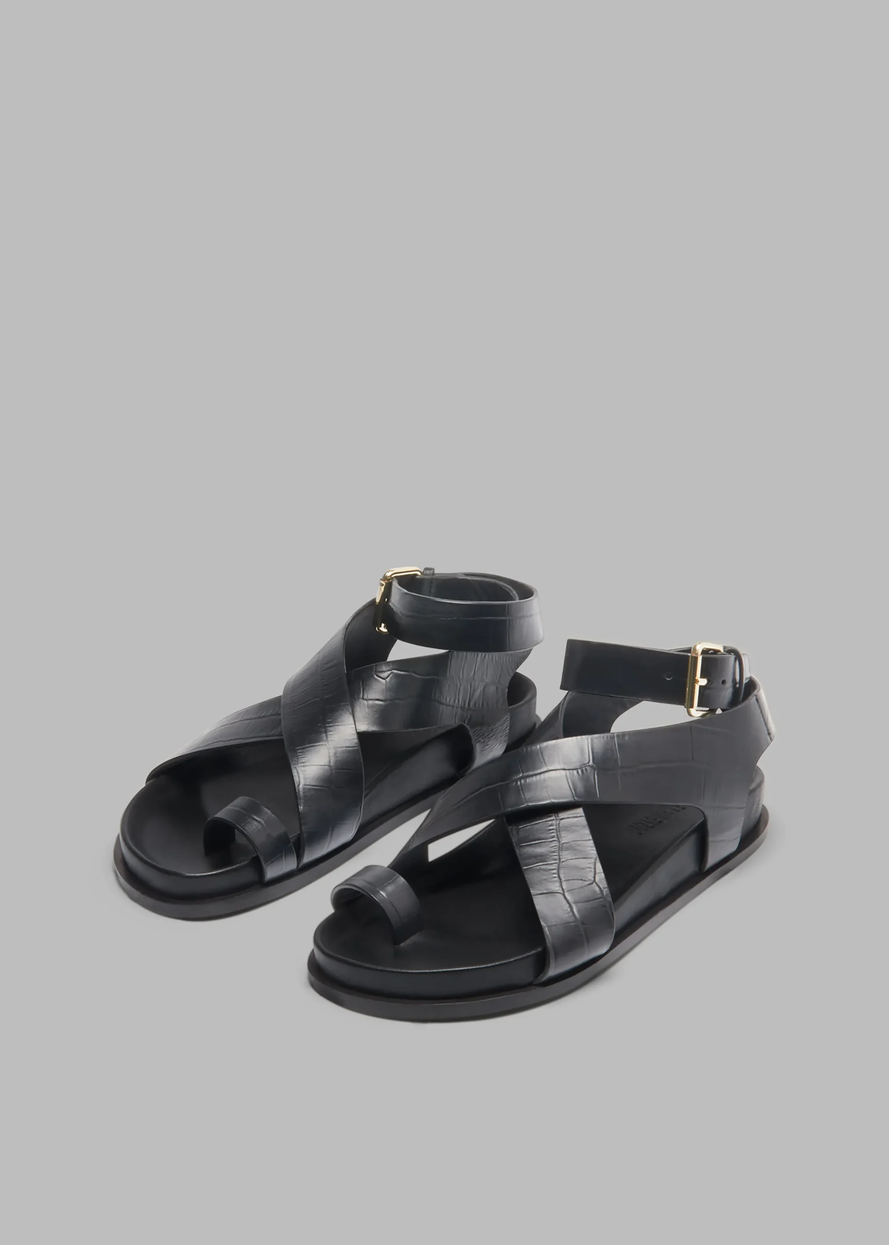 The Frankie Shop A.Emery Jalen Sandal Black Croc Outlet