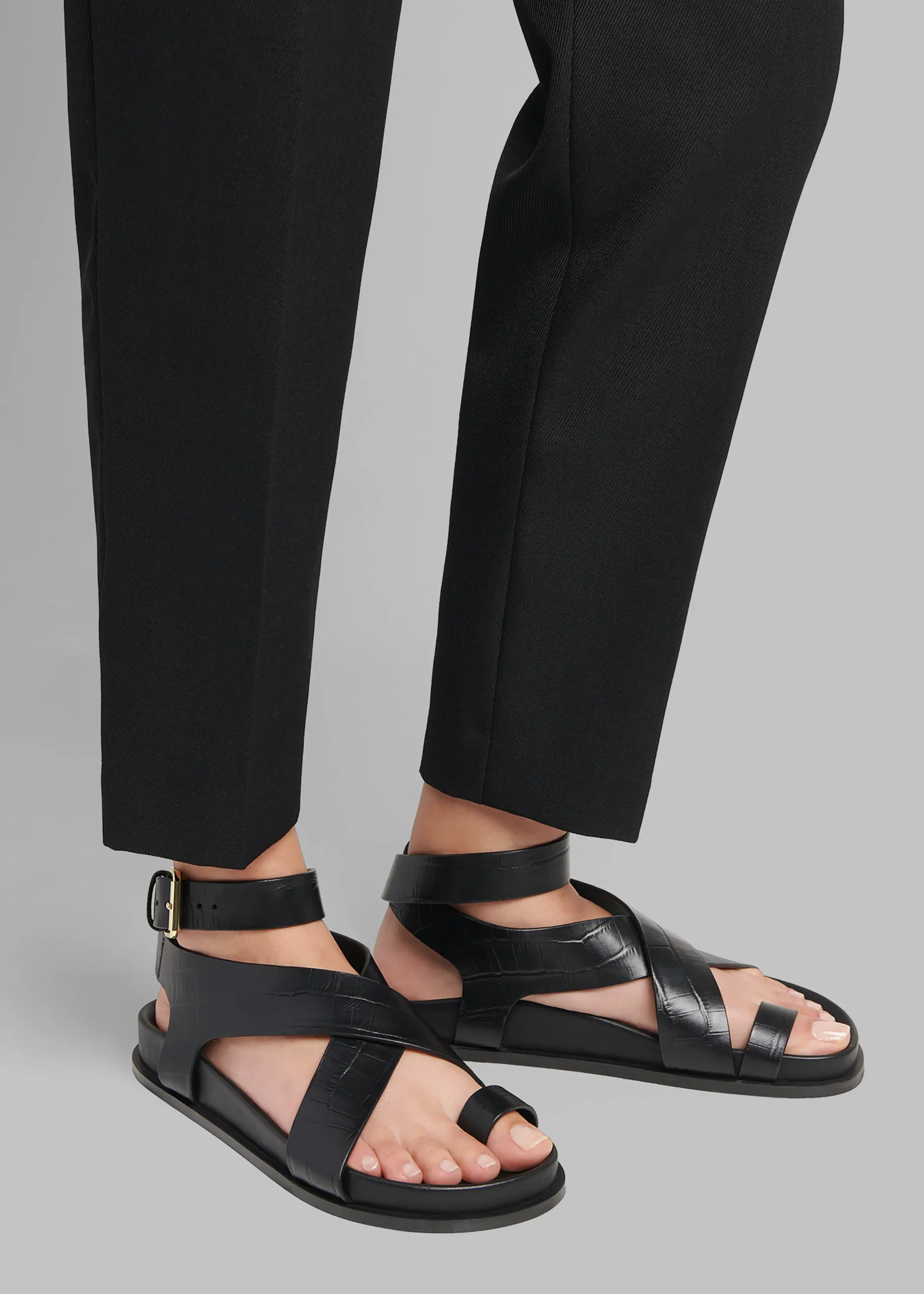 The Frankie Shop A.Emery Jalen Sandal Black Croc Outlet