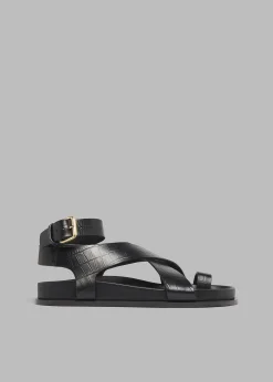 The Frankie Shop A.Emery Jalen Sandal Black Croc Outlet