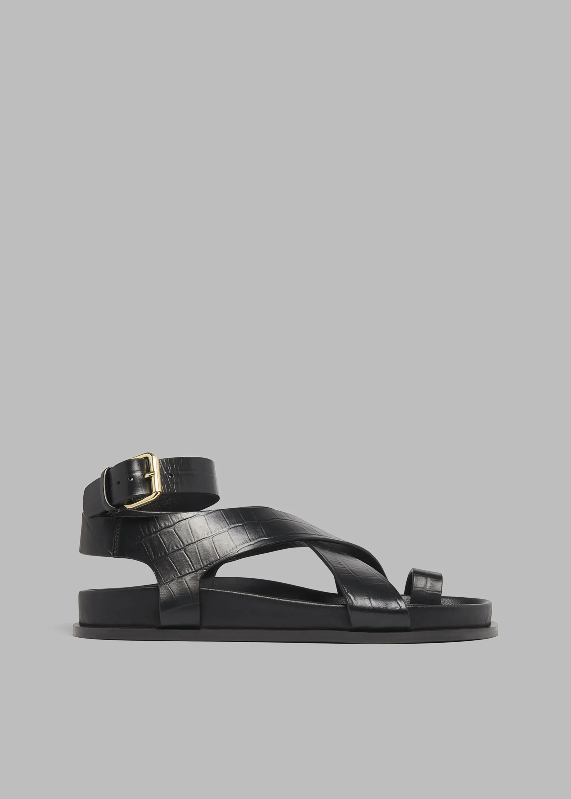 The Frankie Shop A.Emery Jalen Sandal Black Croc Outlet