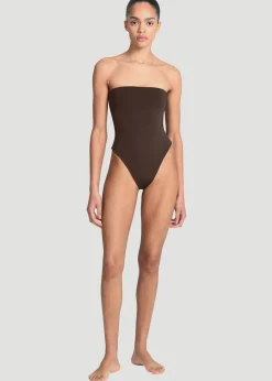 The Frankie Shop Aexae Bandeau One Piece Swimsuit Brown Hot