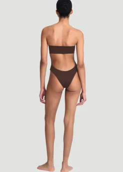 The Frankie Shop Aexae Bandeau One Piece Swimsuit Brown Hot