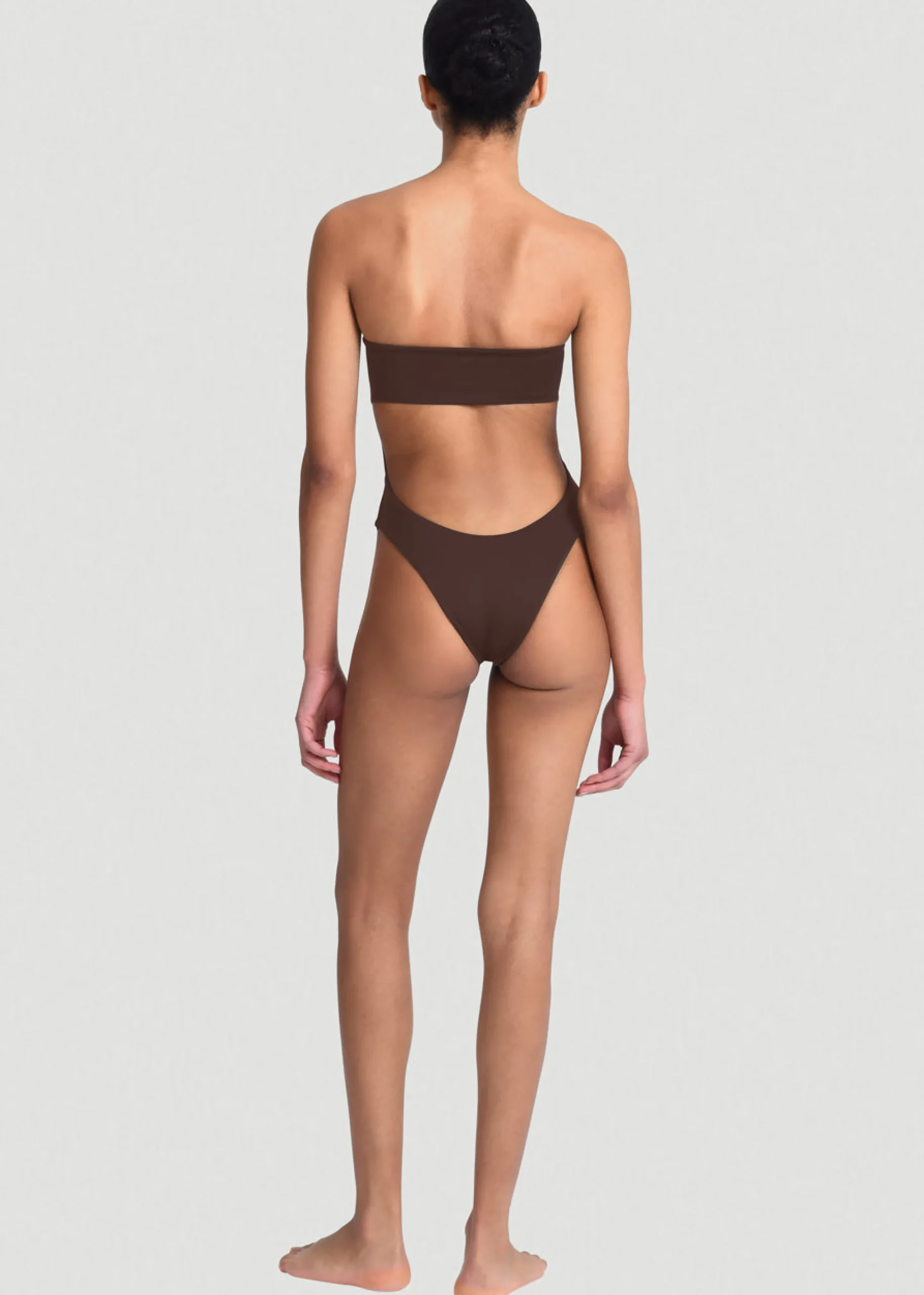 The Frankie Shop Aexae Bandeau One Piece Swimsuit Brown Hot