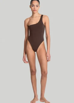 The Frankie Shop Aexae One Shoulder One Piece Brown Best