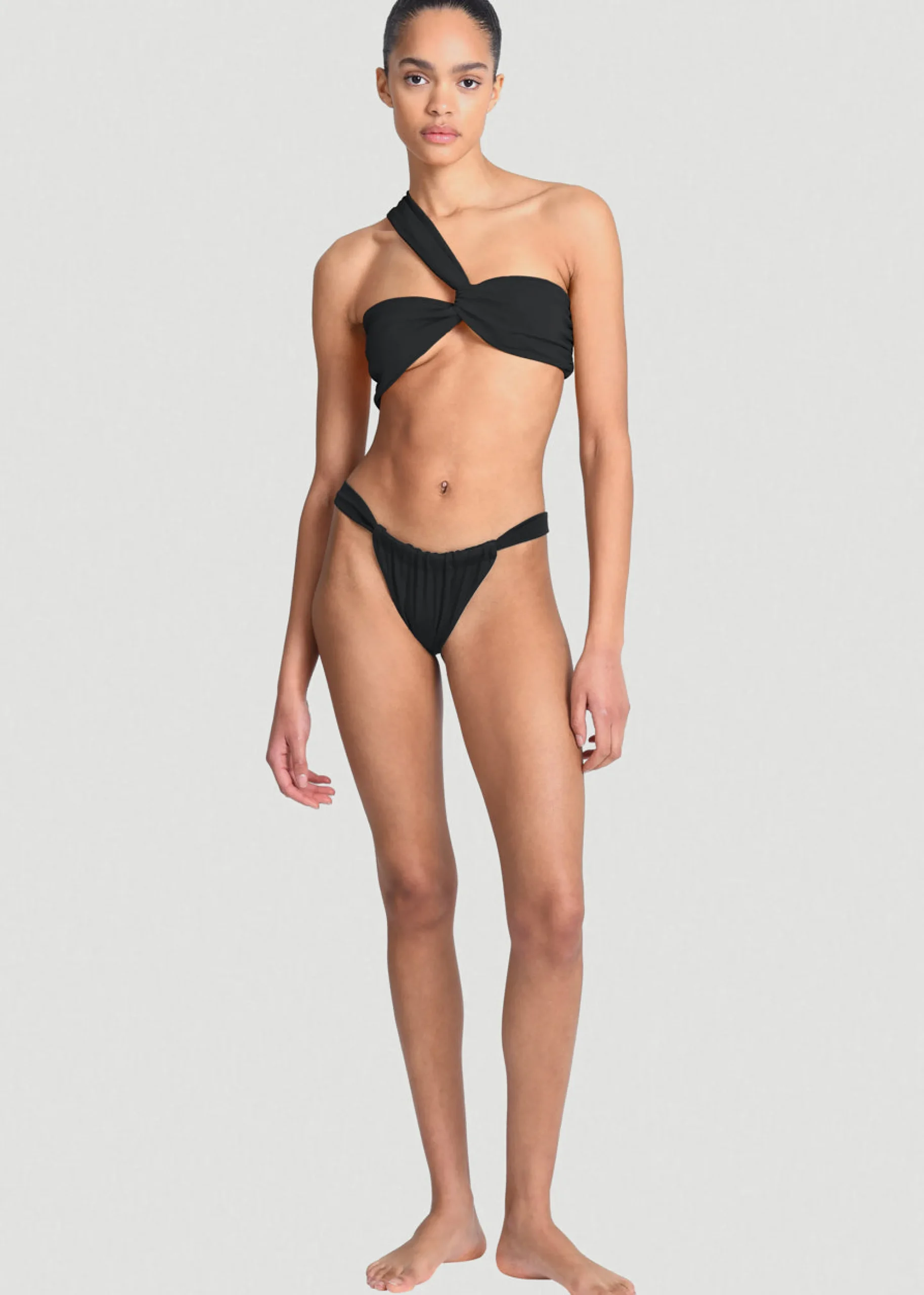 The Frankie Shop Aexae Ruched One Shoulder Swim Top Black Online