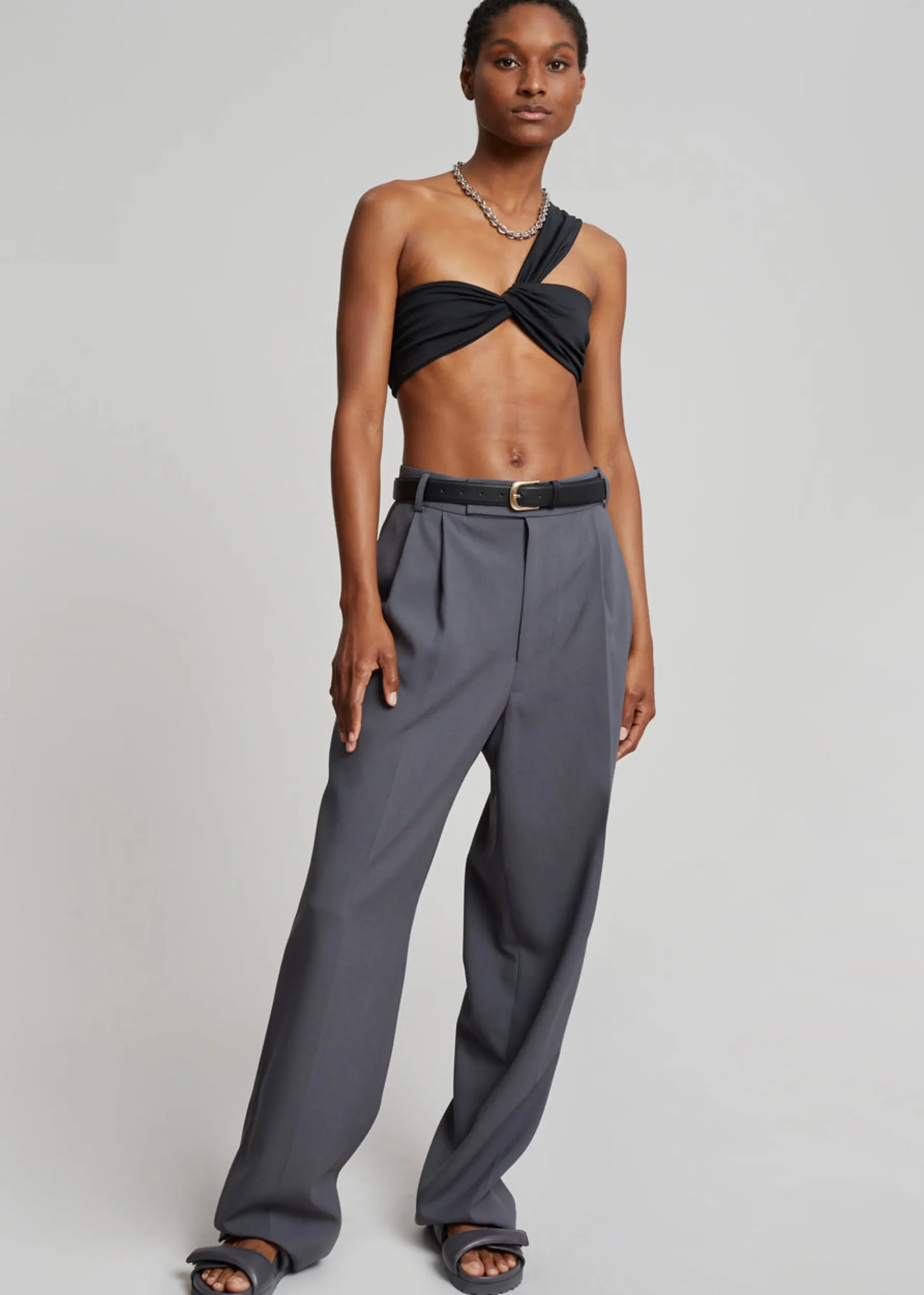 The Frankie Shop Aexae Ruched One Shoulder Swim Top Black Online