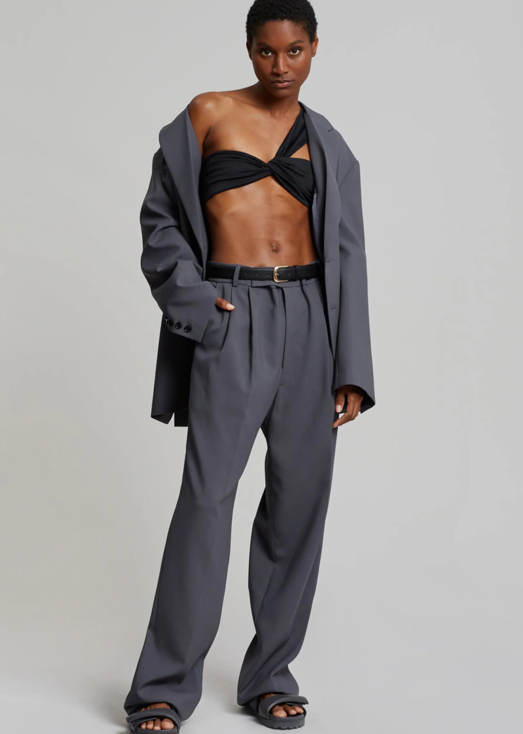 The Frankie Shop Aexae Ruched One Shoulder Swim Top Black Online