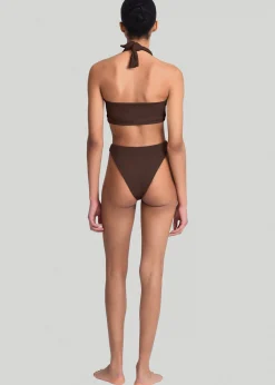 The Frankie Shop Aexae Wrap Tie Swim Top Brown Best