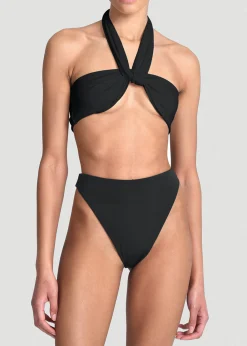 The Frankie Shop Aexae Wrap Tie Swim Top Black Discount