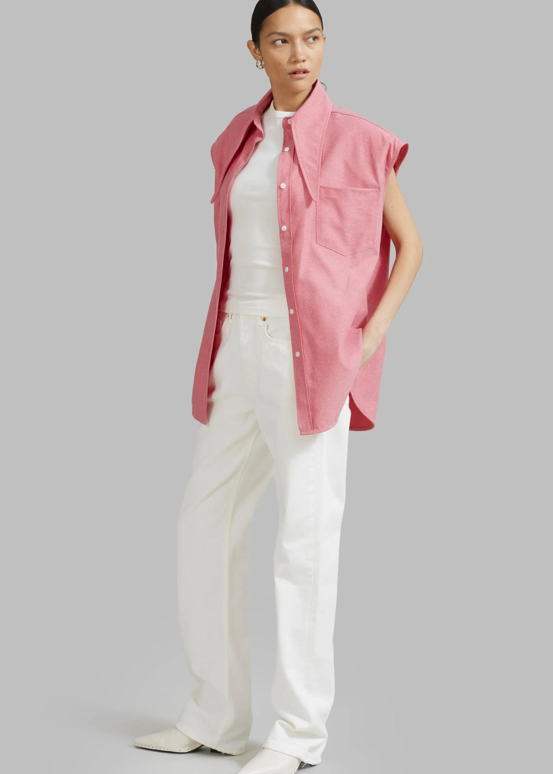 The Frankie Shop Aiden Long Collar Shirt Rose Online