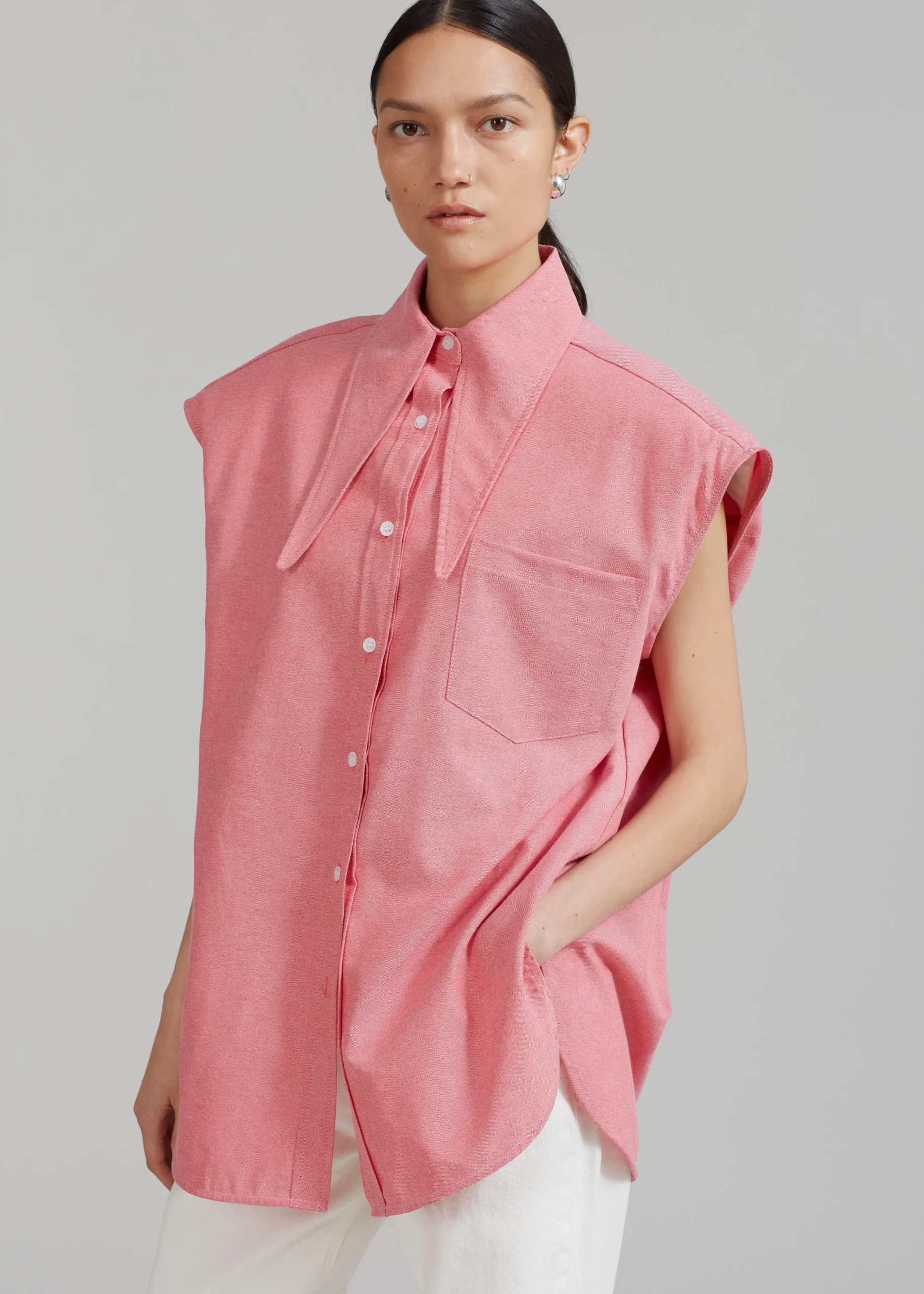 The Frankie Shop Aiden Long Collar Shirt Rose Online