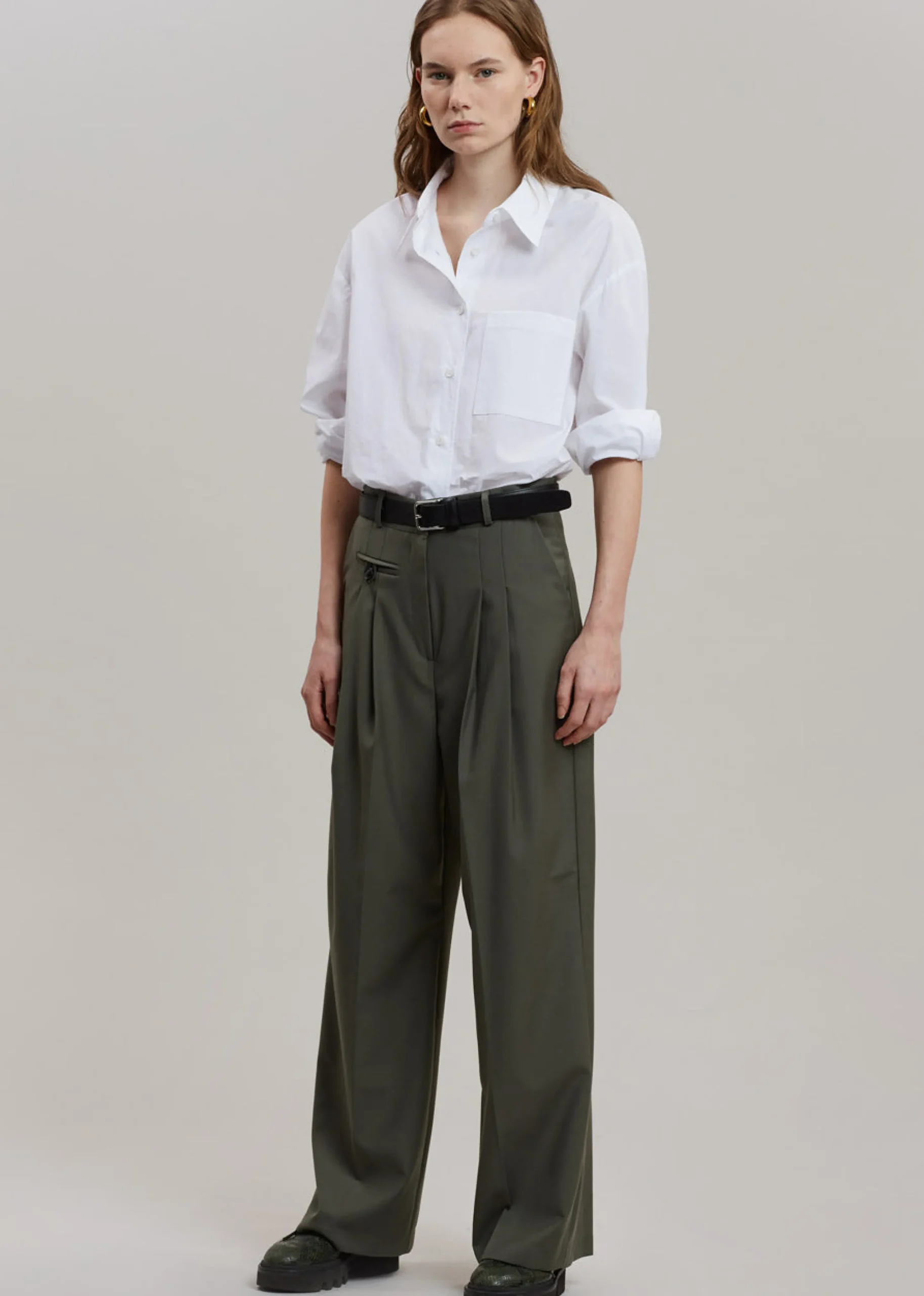 The Frankie Shop Ainsley Pants Olive Discount