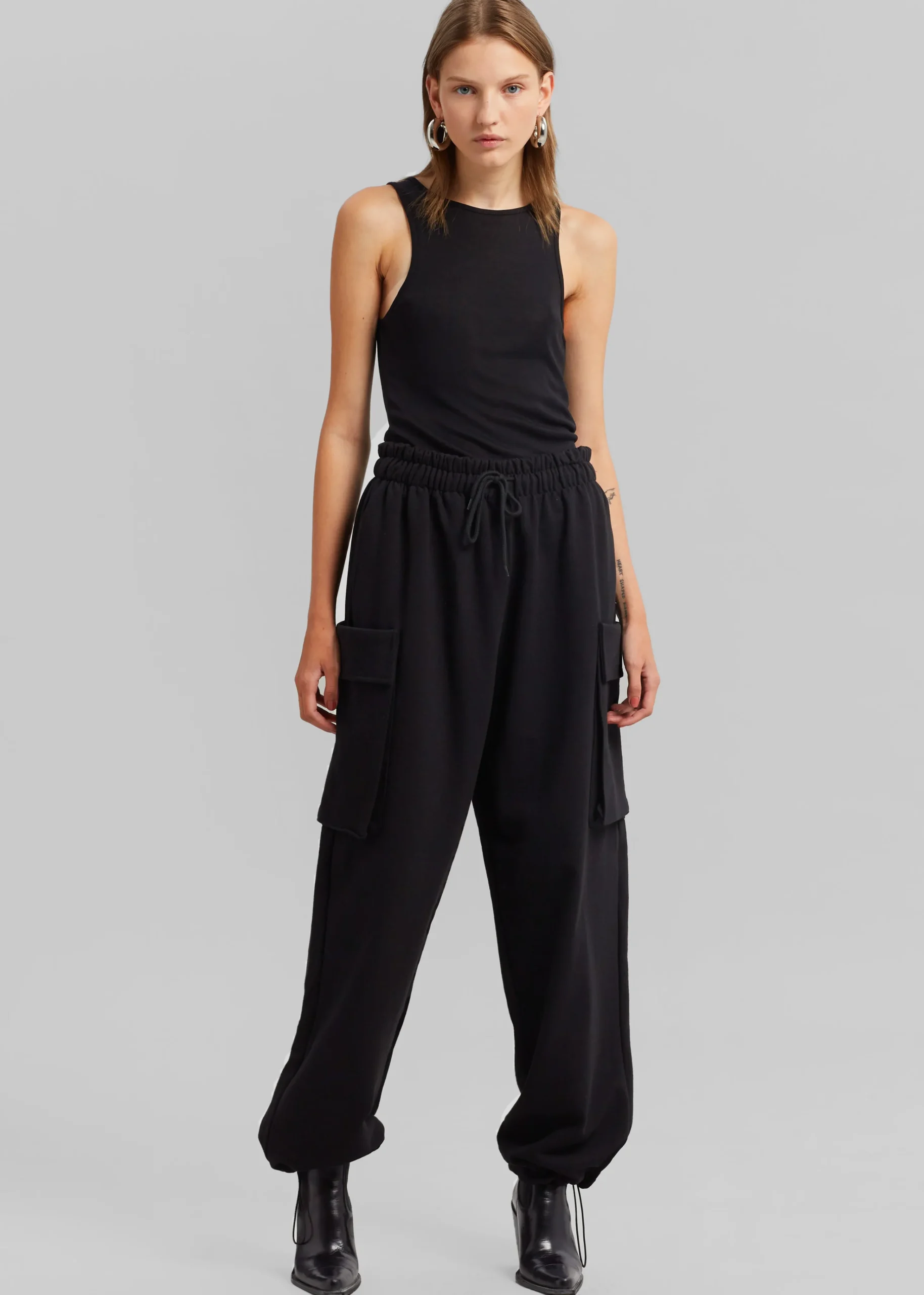 The Frankie Shop Aliz Cargo Sweatpants Black Hot