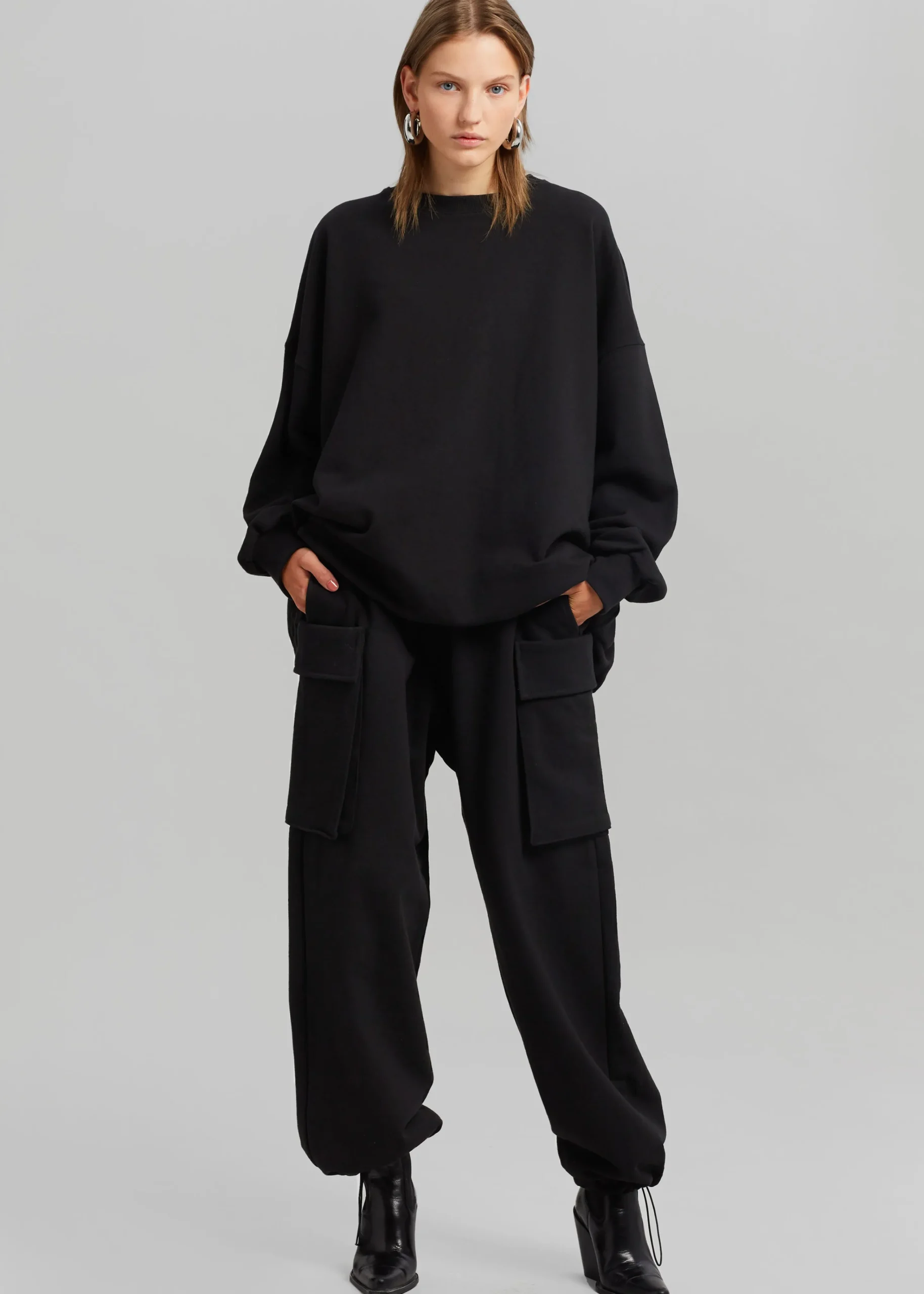 The Frankie Shop Aliz Cargo Sweatpants Black Hot