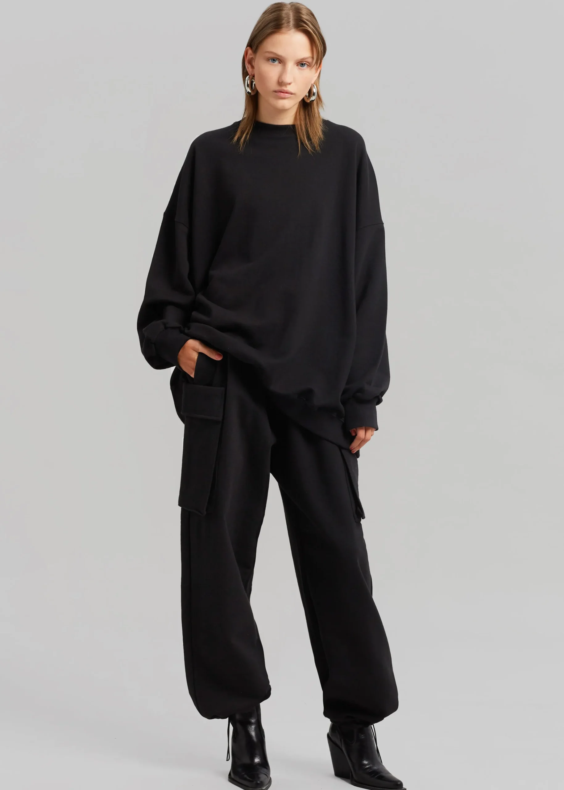 The Frankie Shop Aliz Cargo Sweatpants Black Hot