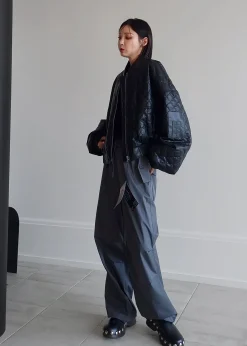 The Frankie Shop Alma Quilted Faux-Leather Bomber Black