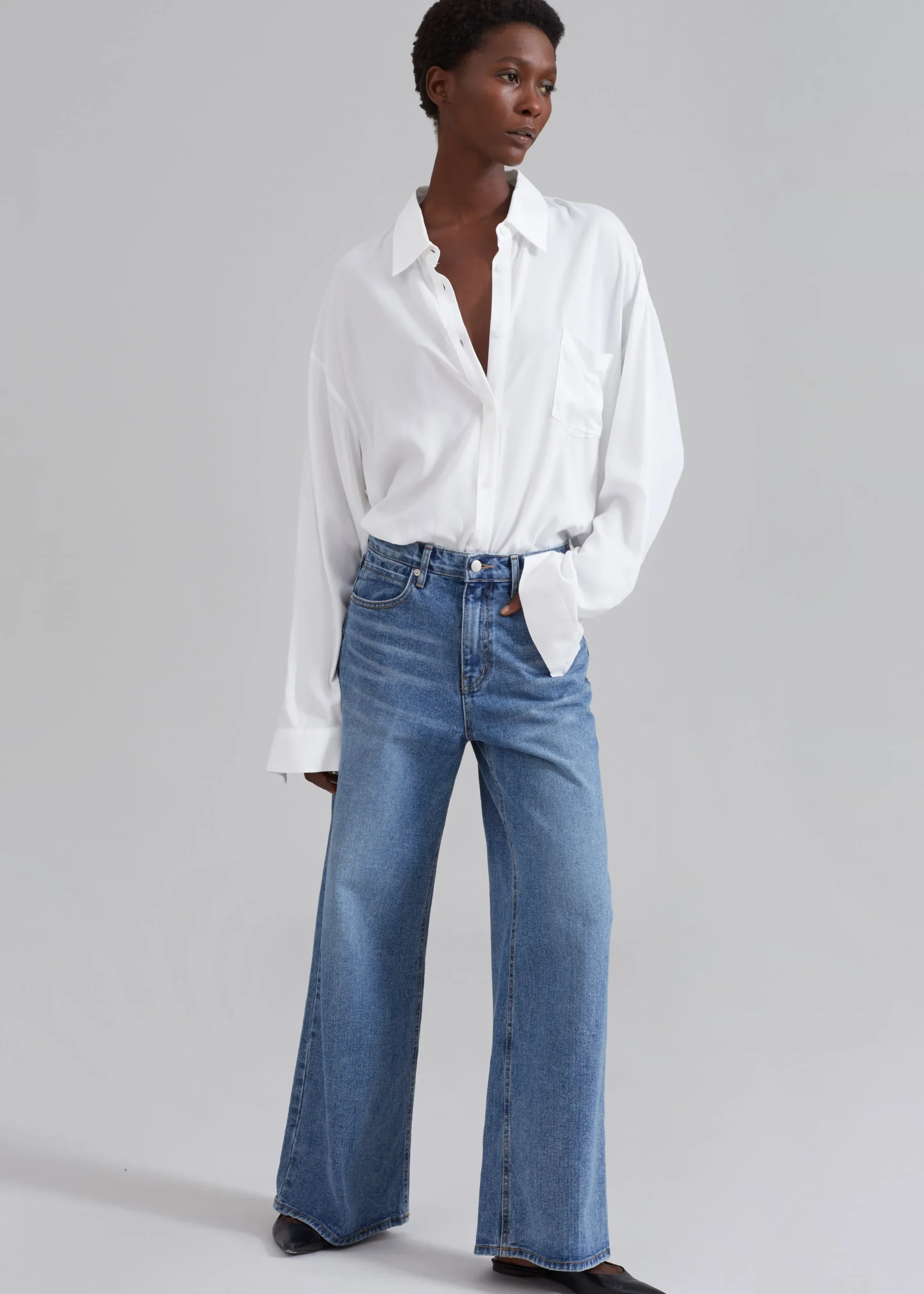 The Frankie Shop Amsterdam Wide Jeans Medium Wash Best