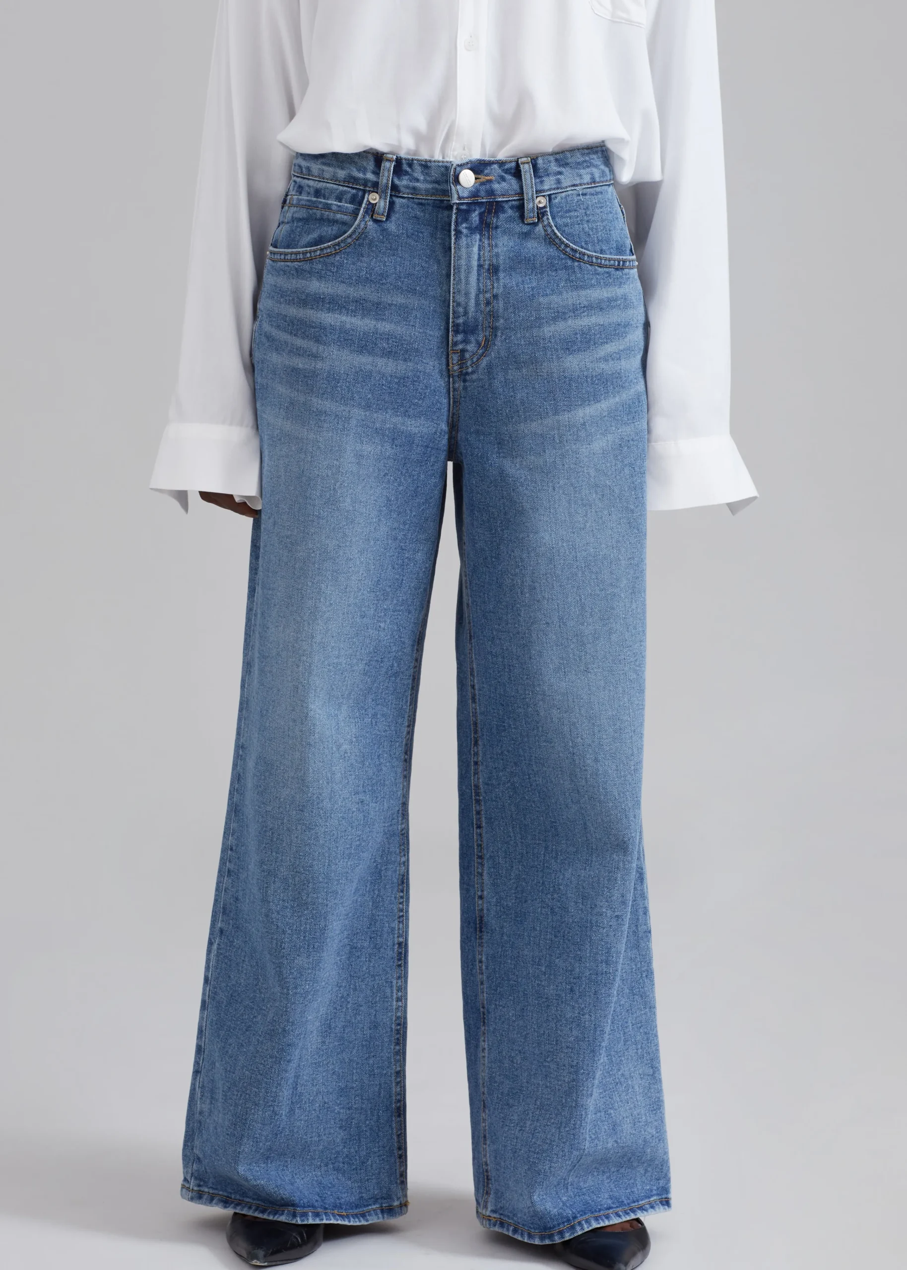 The Frankie Shop Amsterdam Wide Jeans Medium Wash Best